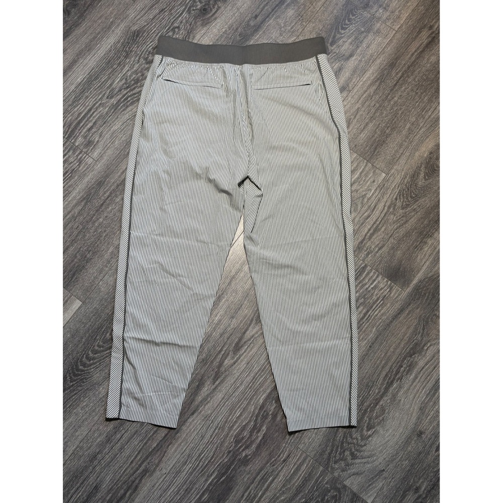 Athleta Brooklyn Textured Ankle Pant White Grey Stripe 12P Petite Pinstripe - Picture 11 of 13